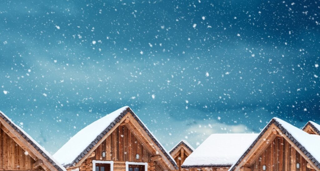 Winter Snow House Tops of homes with bad insulation problems